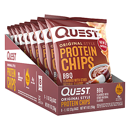 Quest Protein Chips, BBQ, 1.1 Oz, Pack Of 8 Bags