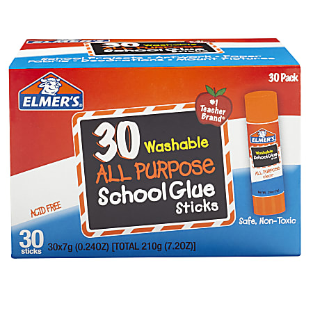 Elmers Glue Stick Classroom Pack All Purpose Clear Box Of 30 - Office Depot