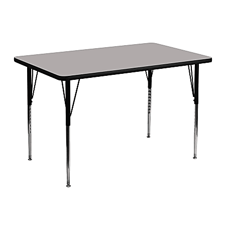 Flash Furniture Rectangular HP Laminate Activity Table With Standard Height-Adjustable Legs, 30-1/4"H x 30"W x 48"D, Gray