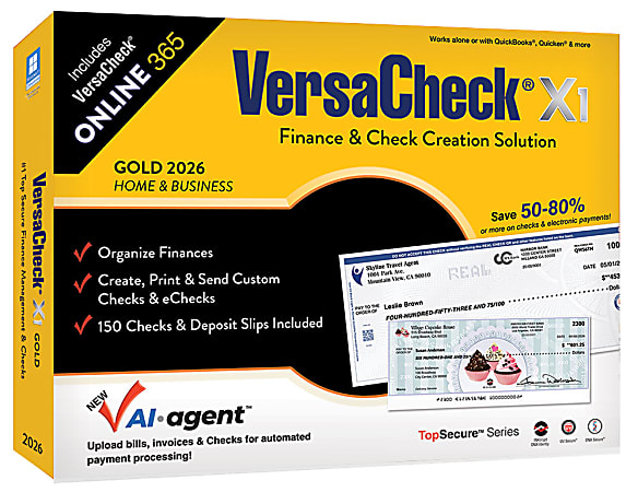 VersaCheck X1 Gold 2026 + VersaCheck ONLINE Gold Bundle, 1 User, 1-Year Subscription, PC, Download