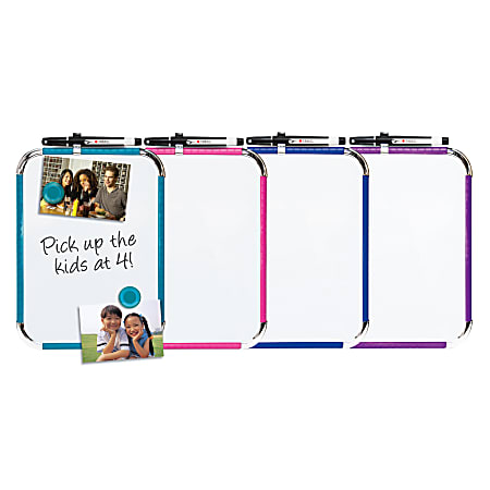 FORAY™ Magnetic Dry-Erase Whiteboard, 8 1/2" x 11", Assorted Whiteboard Colors (No Color Choice), Aluminum Frame With Silver Finish