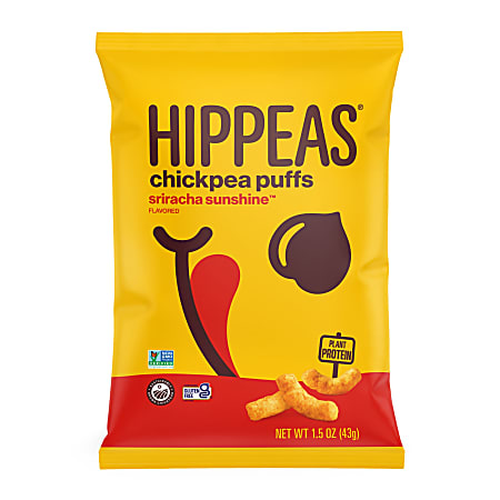 HIPPEAS Organic Chickpea Puffs Sriracha Sunshine, 1.5 Oz Bags, Pack Of 12 Bags