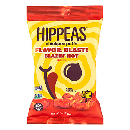 HIPPEAS Organic Chickpea Puffs Sriracha Sunshine, 1.5 Oz Bags, Pack Of 12 Bags