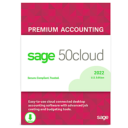 Sage 50cloud Premium Accounting 2022 U.S. 1-User One Year Subscription (Windows)