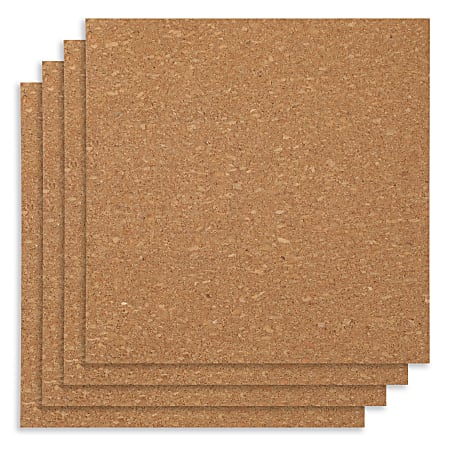 Office Depot® Brand Cork Wall Tiles, 12" x 12", Pack Of 4 Tiles