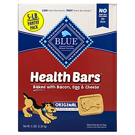 Blue Buffalo Health Bars Crunchy Dog Treat Biscuits, 5 Lb, Bacon Egg & Cheese