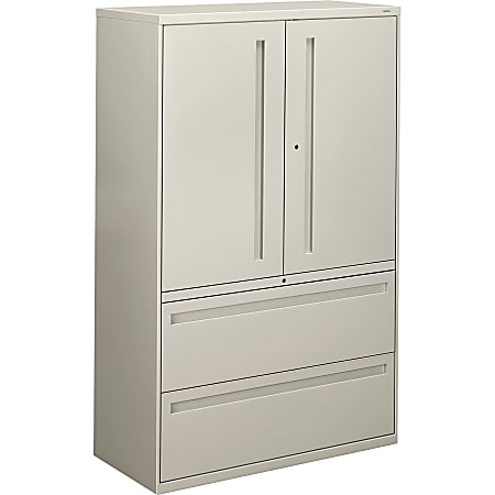 HON® Brigade® 700 Combo 42"W x 19-1/4"D Lateral 2-Drawer File Cabinet, Light Gray