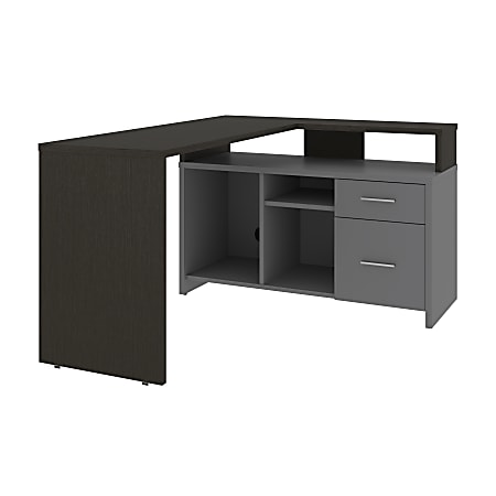 Bestar Equinox 57"W L-Shaped Corner Desk, Deep Gray/Slate