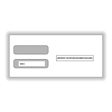 ComplyRight&reg; Double-Window Envelopes For W-2 (5210/5211) Tax Forms, Self-Seal, White, Pack Of 100 Envelopes