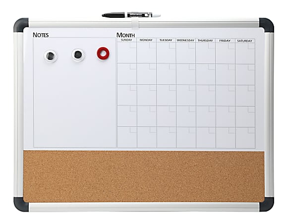 Realspace™ Magnetic Dry-Erase Whiteboard/Cork Calendar Board,