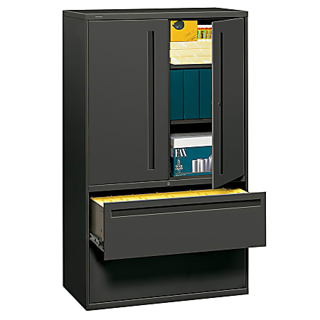 HON® Brigade® 700 42"W x 18"D Lateral 2-Drawer Combo File Cabinet, Charcoal