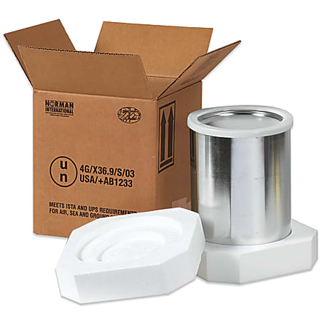 Partners Brand Brand Hazardous Materials Foam Shipper Kit, 1 Gallon, 8 1/2" x 8 1/2" x 9 5/16"
