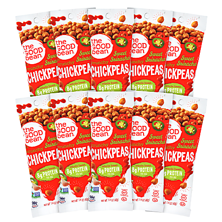 The Good Bean Chickpeas, Sweet Sriracha, 1.4 Oz, Pack Of 10 Bags