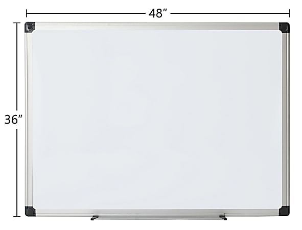 White Black/Gray Aluminum/Plastic Frame Melamine 48 x 36 Dry Erase Board 
