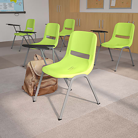 Flash Furniture Ergonomic Shell Chairs, Green, Set Of 5 Chairs