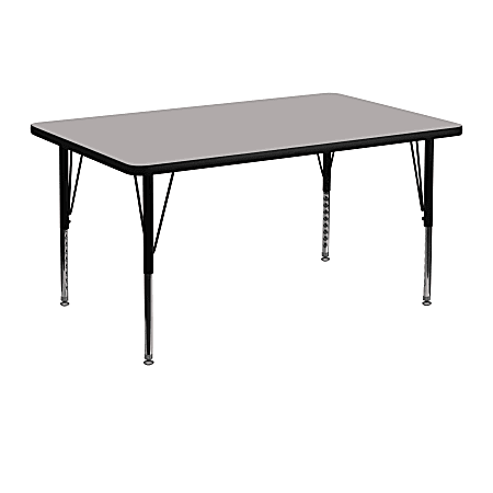 Flash Furniture Rectangular HP Laminate Activity Table With Height-Adjustable Short Legs, 25-1/4"H x 30"W x 48"D, Gray