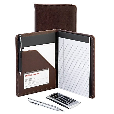 Office Depot® Brand Junior Office Folio Set, 8"W x 5"H, Brown