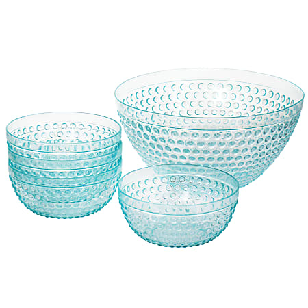 Gibson Home 5-Piece Plastic Bowl Set, Light Blue
