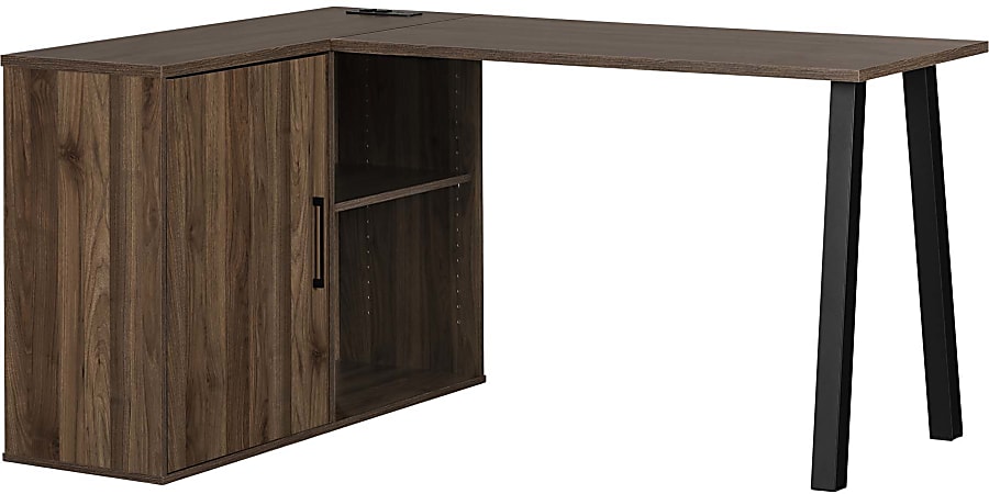 South Shore Zolten 60"W L-Shaped Corner Desk, Natural Walnut