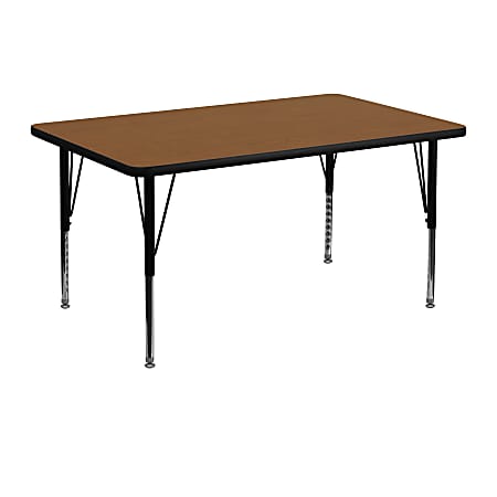 Flash Furniture Rectangular HP Laminate Activity Table With Height-Adjustable Short Legs, 25-1/4"H x 30"W x 48"D, Oak