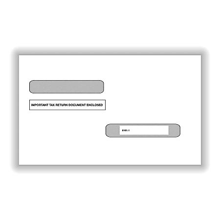 ComplyRight&reg; Double-Window Envelopes For W-2 (5216)/1099-R (5175) Tax Forms, Moisture-Seal, White, Pack Of 50 Envelopes
