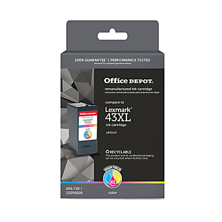 Office Depot® Brand Remanufactured High-Yield Cyan, Magenta, Yellow Ink Cartridge Replacement For Lexmark™ 43, Pack Of 3, OD0143