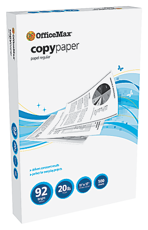 OfficeMax® Multipurpose Paper Ledger Paper, 92 Bright, 20 lb., 500 Sheets Per Ream, Case Of 5 Reams