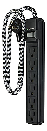PowerGear Surge 6-Outlet Surge Protector, 3' Cord, Black, 38796