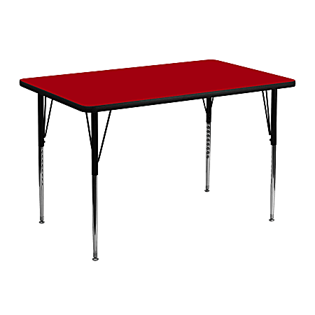 Flash Furniture 48"W Rectangular Thermal Laminate Activity Table With Standard Height-Adjustable Legs, Red