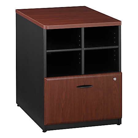 Bush Business Furniture Office Advantage Storage Cabinet, 24"W, Hansen Cherry/Galaxy, Standard Delivery