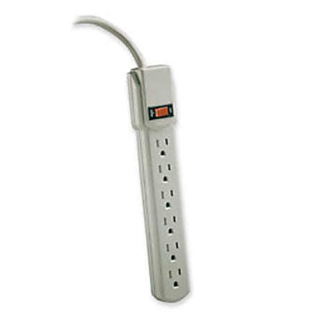 Kensington® 6-Outlet Circuit Breaker/Power Strip, 4' Cord, Putty