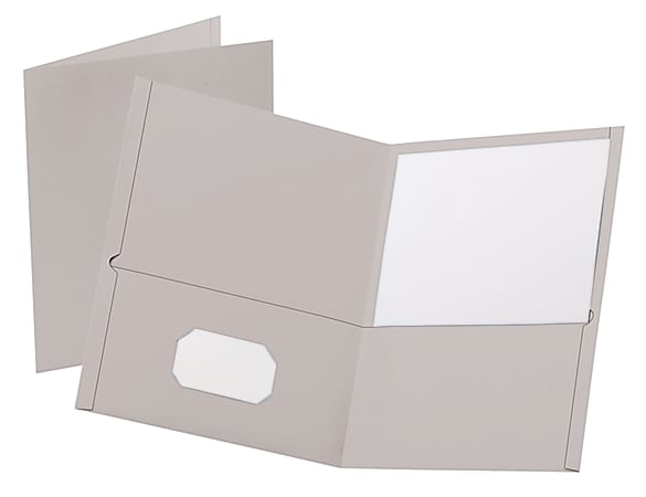 Oxford™ Twin-Pocket Portfolios, 8 1/2" x 11", Gray, Pack Of 25