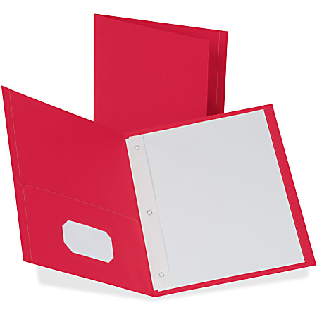 Oxford™ Twin-Pocket Portfolio With Fasteners, 8 1/2" x 11", Red, Pack Of 25