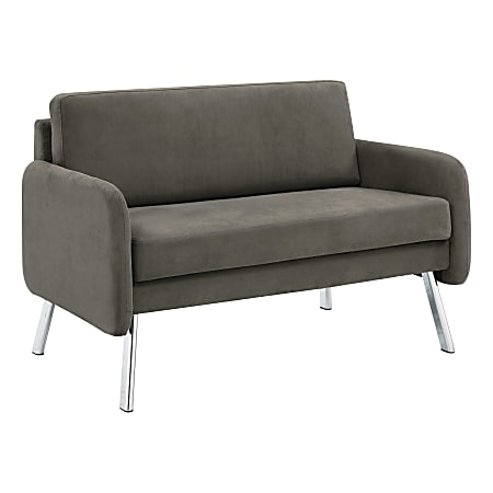 Office Star Lounge Loveseat, 33-1/2”H x 48”W x 28-3/4”D, Charcoal/Chrome