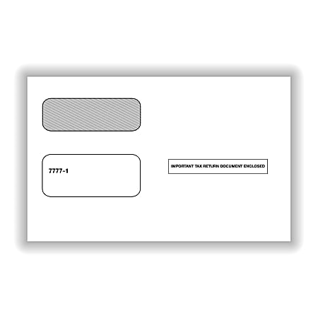 ComplyRight&reg; Double-Window Envelopes For 2-Up 1099 Tax Forms, Moisture-Seal, White, Pack Of 50 Envelopes