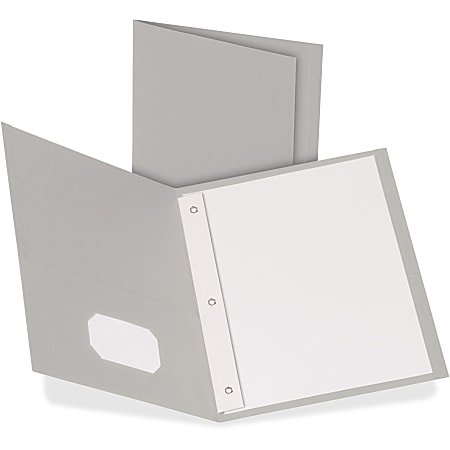 Oxford® Twin Pocket 3-Hole Fastener Folders, Letter Size (8 1/2" x 11"), Gray, Box Of 25