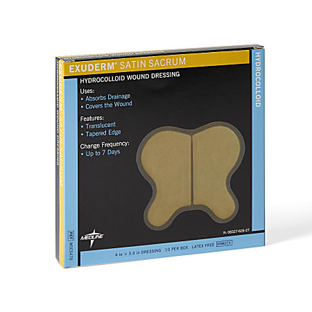 Medline Exuderm Satin Hydrocolloid Dressings, 4" x 3 5/8", Tan, Pack Of 10