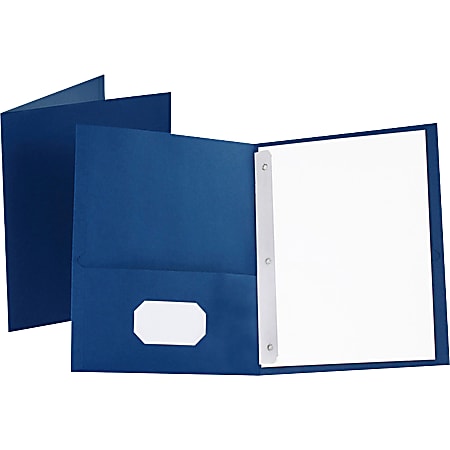 Oxford™ Twin-Pocket Portfolio With Fasteners, 8 1/2" x 11", Blue, Pack Of 25