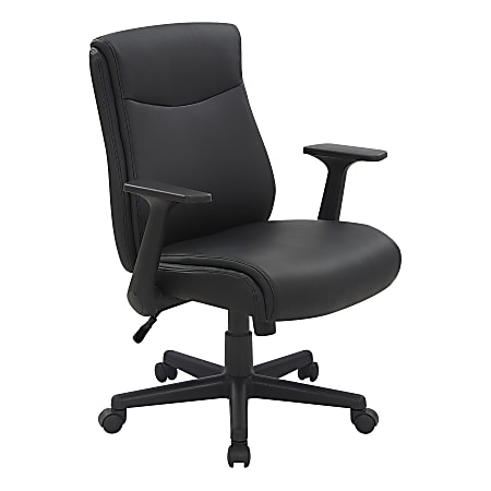 Office Star&trade; Executive Ergonomic Faux Leather Mid-Back Manager&rsquo;s Chair, Black