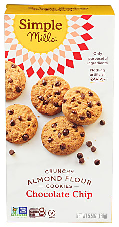 Simple Mills Crunchy Cookies, Chocolate Chip, 5.5 Oz, Total Qty 6