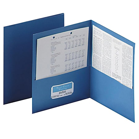 Oxford™ Twin-Pocket Portfolios, 8 1/2" x 11", Blue, Pack Of 25