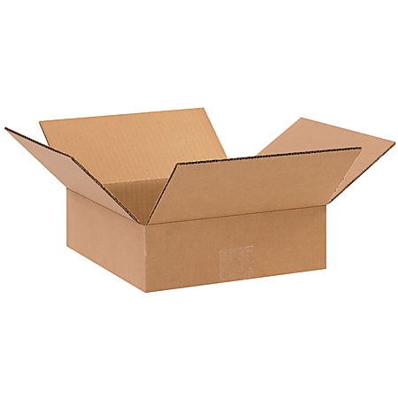 Partners Brand Flat Corrugated Boxes, 10" x 10" x 3", Kraft, Pack Of 25