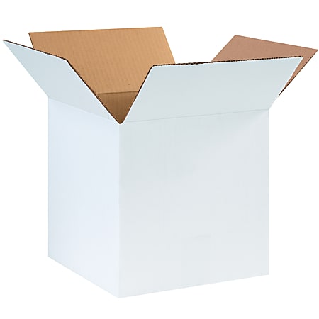 Partners Brand White Corrugated Boxes, 10" x 10" x 10", Pack Of 25