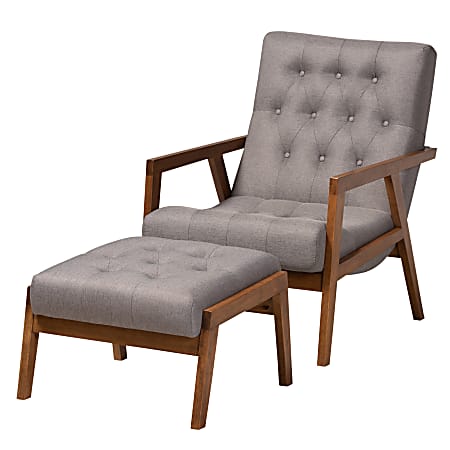 Baxton Studio 9945 9946 Armchair Set BrownGray ODP Business