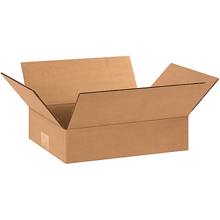 Partners Brand Flat Corrugated Boxes, 12" x 9" x 3", Kraft, Pack Of 25