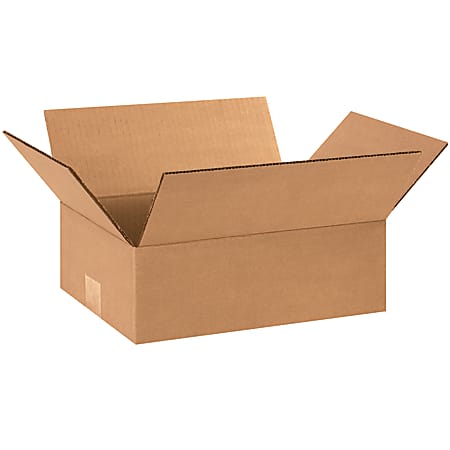 Partners Brand Flat Corrugated Boxes, 12" x 9" x 4", Kraft, Pack Of 25