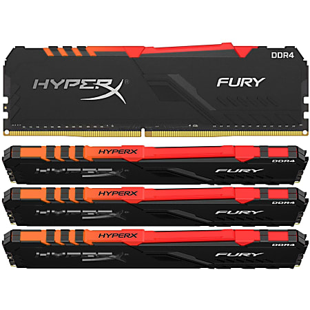 HyperX Fury 64GB DDR4 SDRAM Memory Module - For Desktop PC - 64 GB (4 x 16GB) - DDR4-2666/PC4-21300 DDR4 SDRAM - 2666 MHz - CL16 - 1.20 V - Unbuffered - 288-pin - DIMM