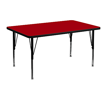 Flash Furniture 48"W Rectangular Thermal Laminate Activity Table With Short Height-Adjustable Legs, Red