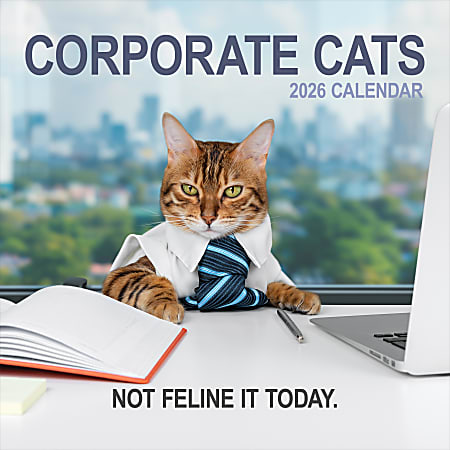 2026 TF Publishing Humor Monthly Wall Calendar, 12” x 12”, Corporate Cats, January To December