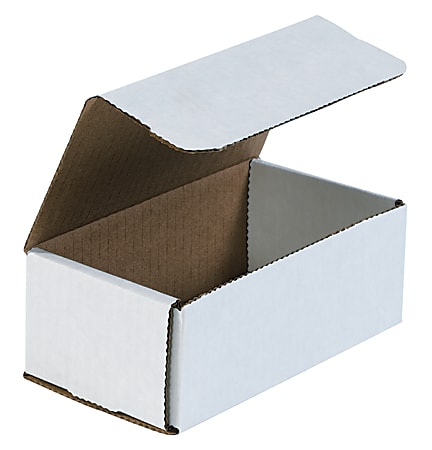 Partners Brand White Corrugated Mailers, 6 1/2" x 3 5/8" x 2 1/2", Pack Of 50